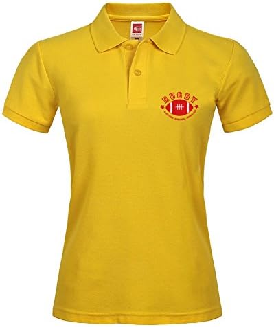 Slim Fit Women Small Polo Shirt Short Sleeve Yellow For Summer Wear Rugby Casual Shirt With Collar