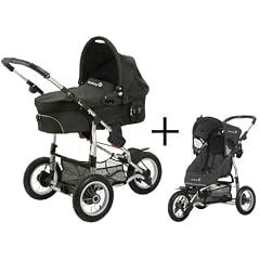 Safety 1st 75703660 - Ideal Sportive, Travelsystem, 2 in 1 Kombikinderwagen inklusive Kinderwagen- und Sportwagenaufsatz, Einkaufskorb und Adapter, schwarz