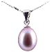 AugustinaJewelry Freshwater Cultured Oval Shape 8-9mm lavender Pearl Pendant, 16" Sterling Silver 1MM Cable Chain