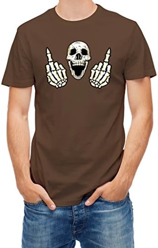 T-shirt Middle Finger Skull Brown Earth L