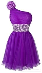 Sequined Tulle One Shoulder Empire   Waistline Evening Dress/Prom Dress/Party Dress/Mini Dress 