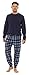 Men's Brushed Flannel Cuffed Checked Pajama Bottoms and Jersey Top