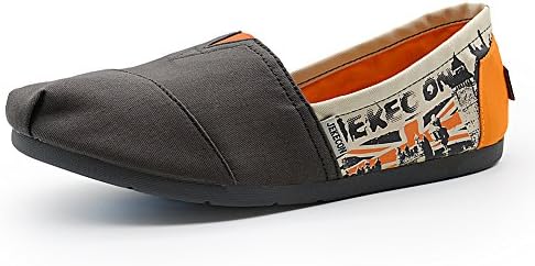 JEKECON 9509 Men's Classic Slip On Canvas Flats Comfort Casual Walking Flats Shoes Alpargatas gray orange 10.5