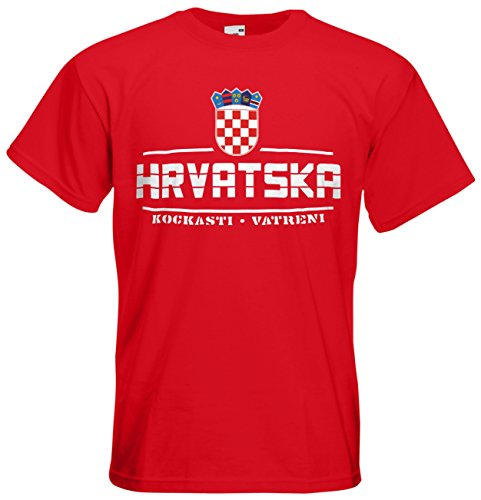 Kroatien Hrvatska EM 2016 Fanshirt T-Shirt Trikot (Rot, S)