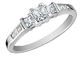 Princess Cut Diamond Engagement Ring and Three Stone Anniversary Ring 1/2 Carat (ctw) in 14K White Gold (Certified)