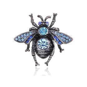 RARE CZECH CRYSTAL RHINESTONE BEE HOUSEFLY BROOCH PIN