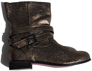 T Iggy London Womens Bronze Sparkle Leather Metallic Ankle Boots Size 7.5 Wide (W)
