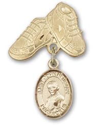 Gold Filled Baby Badge with St. John Neumann Charm and Baby Boots Pin