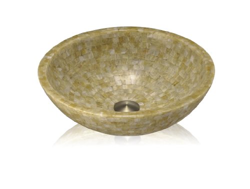 Lenova SV-14 Stone Vessel Round Bowl Bathroom Sink, Honey Onyx Mosaic On Sale