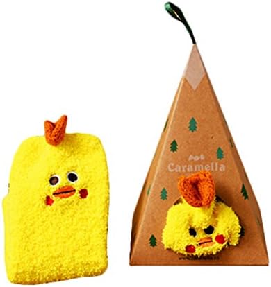 Cute Cartoon Little Chicken Coral Fleece Warm Fuzzy Room Sock Sleep Sock Christmas Socks