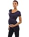 PattyBoutik Mama Cowl Neck Drawstring Sides Maternity Tunic Top