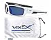 Vertx Men's Polarized Sunglasses Sport Cycling Outdoor w/ Free Microfiber Pouch – White and Black Frame – Blue Lens