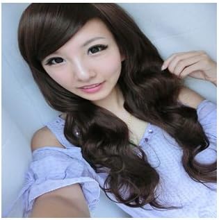 Orino Beauty™ High Quality New Fashion Fluffy Fancy Brown Long Full Wig, Curl Wigs with Oblique Bangs(OBW-#014)