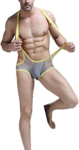 LIANIHK Men's Sexy Lingerie Bodysuit Boxer Briefs Mesh Singlet Underwear