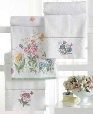 Lenox Butterfly Meadow Embroidered Fingertip Towel, 11x18 Rose