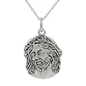 Sterling Silver Face of Jesus Necklace