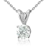 18k White Gold 4-Prong Solitaire Natural Diamond Necklace (FG, VS2, 1.25 ct)-Certificate of Authenticity