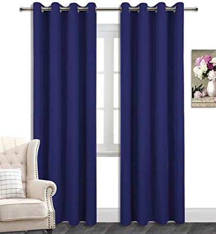 AmazonCurtains Room Darkening Thermal Insulated Solid Grommets Curtains/Drapes (W 52" x L120", Royal Blue)