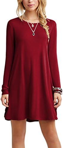 Aquiv Women's Long Sleeve Casual A-line T-Shirt Dress