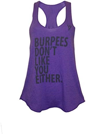 Women's ViewSPORT "BURPEES DON'T LIKE YOU EITHER" Tri-Blend Racerback Tank (ORCHID, MEDIUM)
