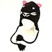 Winter Animal Kitty Cat Animal Knit Ski Trooper Hat Black