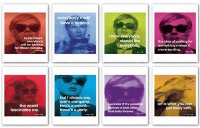 (10x10) Andy Warhol Lot of Eight Quotes Set Art Prints Posters