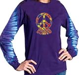 Funky 70s Peace Sign Symbol Long Sleeve Gemtop T-shirt