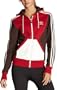 adidas Women's Fleece Hooded Track Top, Mustang Brown/Pure Red, Medium