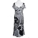 Gina Bacconi Black and White Silk Long Dress - Size 16