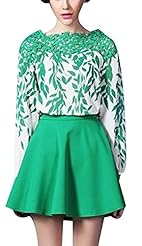 Long Sleeves General Print Short  Dress