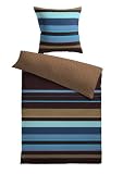 Kinzler B-02616/25 Hochwertige Mikrofaser Bettw&auml;sche Sandra 4-teilig, transferbedruckt mit Rei&szlig;verschlu&szlig;  80 x 80 cm 40 x 80 cm + 135 x 200 cm + 100 x 200 cm braun / nougat