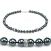 Jewelry : Genuine Swarovski Crystal Pearl Necklace with Rondelle - Tahitian (8mm)