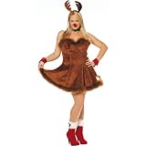 Rudolf The Sexiest Reindeer 2 Piece Costume Set X7598 (BROWN,1/2)