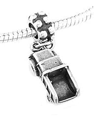 Sterling Silver Three Dimensional Commercial Dump Truck Dangle Bead Charm