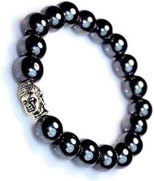 Back in Lumbini Men's 10mm Handmade Silver Buddha Mala Hematite Tibet Prayer Energy Bead Bracelet