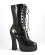 5 Inch Hot Gothic Ankle Boots Stack Heel w/ 1 1/2 Inch Platform Black Patent