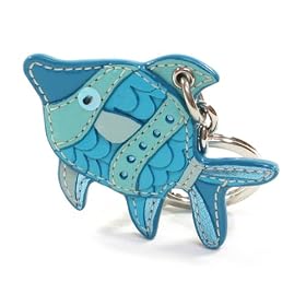 AUTHENTICCOACHBLUELEATHERFISHKEYFOBKEYCHAIN92310