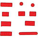 HDE 10pc Anti-Dust Silicone Rubber Port Plugs for MacBook Pro Retina (Red)