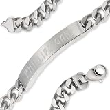 Schmuck-Pur Massisves Edelstahl ID-Herren-Armband 8 mm 18cm 19cm 21cm mit Gravur