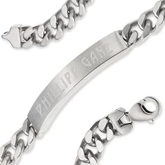 Schmuck-Pur Massisves Edelstahl ID-Herren-Armband 8 mm 18cm mit Wunsch - Gravur