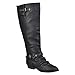 Brinley Co. Womens Regular and Wide-Calf Buckle-Strap Knee-High Riding Boots