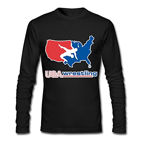 QMY Men's Usa Wrestling Logo Stacked Long Sleeve T-shirts