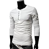 TheLees (DK12) Mens casual slim fit button point long sleeve tshirts