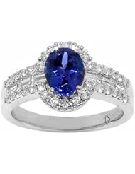 14K White Gold Tanzanite and Diamond Ring -- LIFETIME WARRANTY