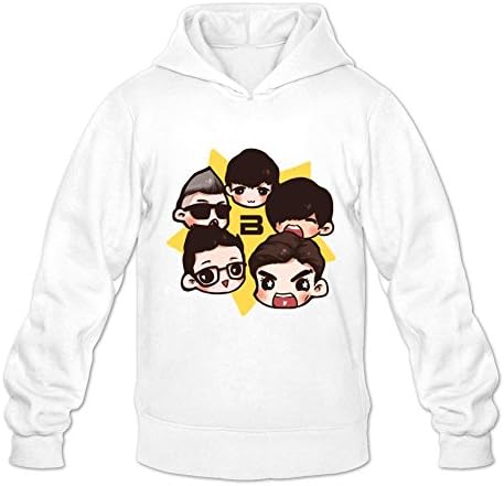JGNOZ Men's Bigbang Band Hoodie-100% Organic Cotton White M