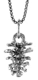 Sterling Silver 1/2 in. (13mm) Tall Pine Cone Pendant