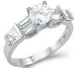 Search : Solid 14k White Gold Solitaire CZ Cubic Zirconia Engagement Ring High Polish 1.5 ct
