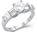 Solid 14k White Gold Solitaire CZ Cubic Zirconia Engagement Ring High Polish 1.5 ct