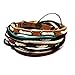 COOLLA Adjustable Bracelet Cuff Made of Brown Leather Multicolour Ropes and Metal Woven Snapper 1s-1