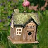 Landhaus Vogelhaus 'Welcome' Nistkasten Holz braun-gruen